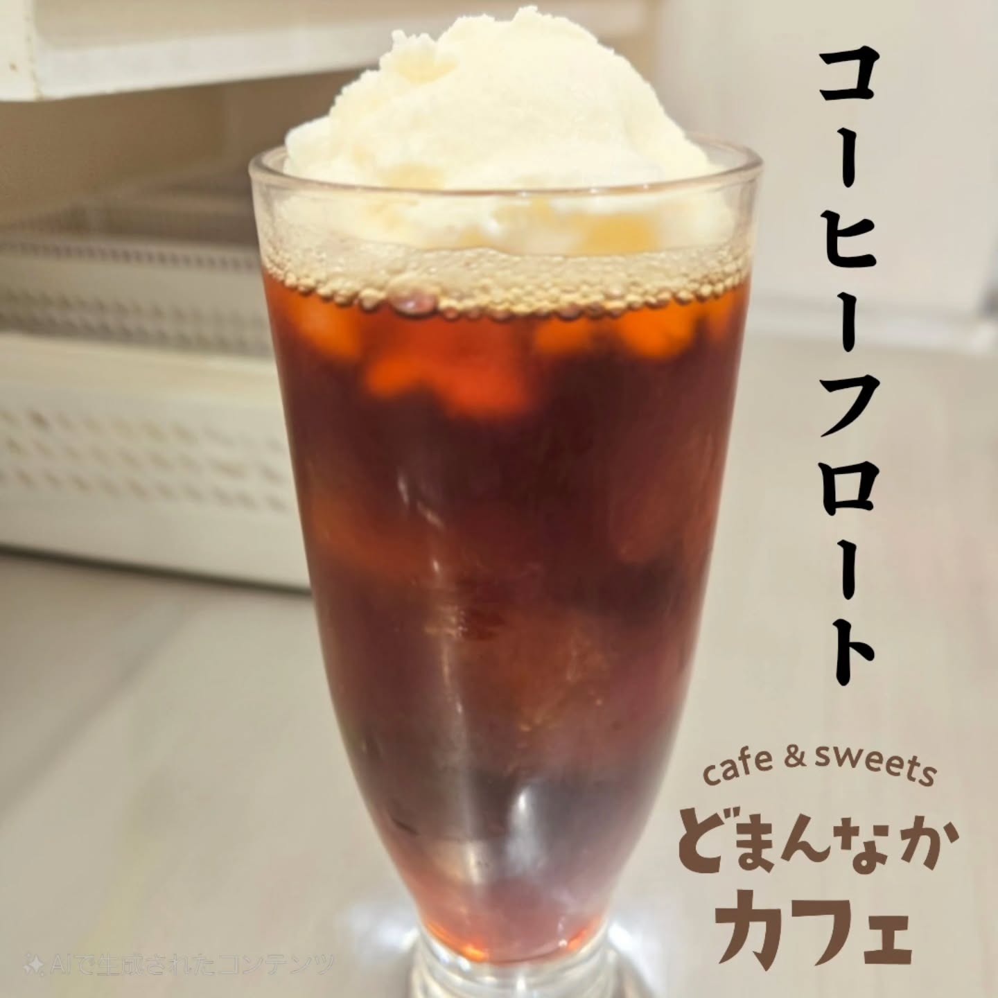 です

今日のおすすめは『コーヒーフロート』！
堀口珈琲の豆でいれたスッキリとしてコクのあるアイスコーヒーに、ジェラート倶楽部のミルクジェラートをトッピングしたリピーターさんの多い人気のドリンクです。
ぜひご利用ください