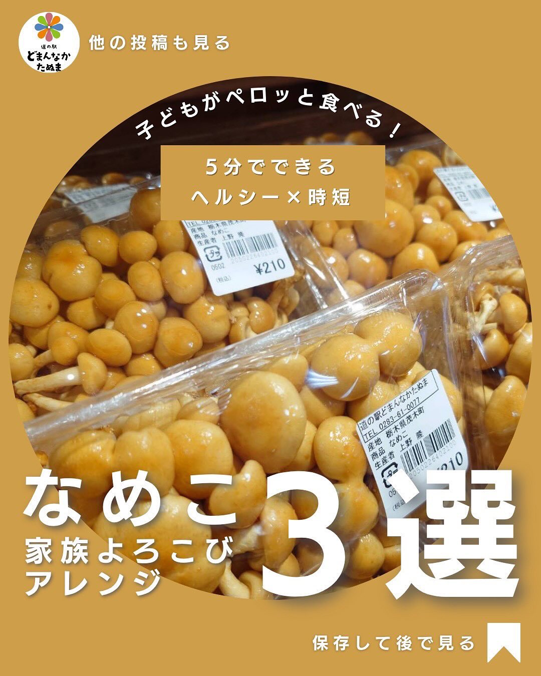 今日も穏やかな天気️ですね

こんな日はドライブのついでに
道の駅どまんなかたぬまへぜひ
お立ち寄りください^_^

子育て世代に嬉しい、時短×ヘルシー×家族が喜ぶ
なめこアレンジ3選をまとめました

なめこ＝味噌汁だけになってませんか？

 レンジ1分半！なめこポン酢お浸し
 とろとろ卵とじのなめこ丼
 体ぽかぽか豆腐スープ

どれも5〜10分で完成します
保存して、今週の献立づくりにお役立てください


⸻