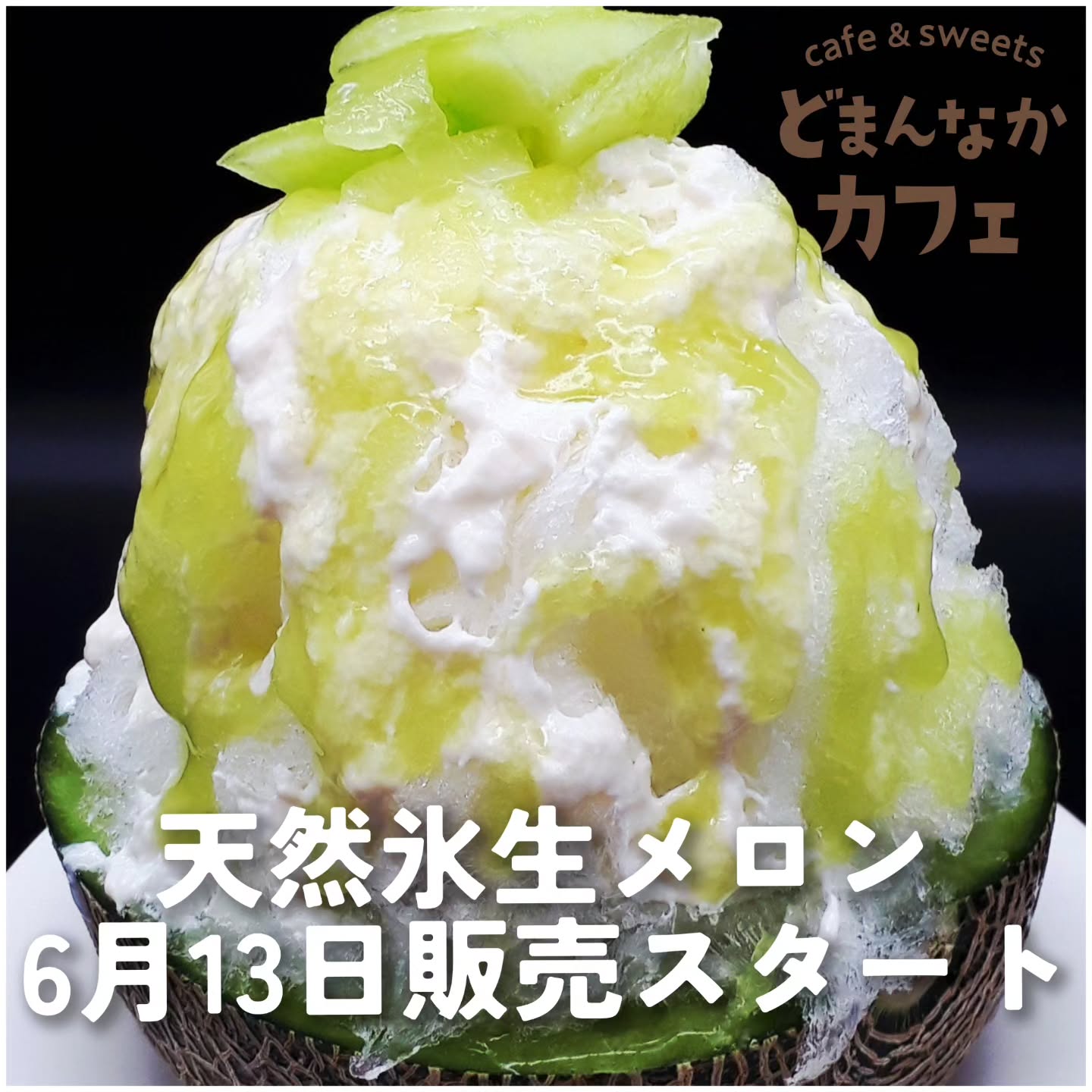 こんにちは！ からお知らせです

いよいよ明日6月13日から天然氷生メロンの販売がスタートします！
毎年大人気のメロンを器にしたボリュームのあるかき氷です
茨城県産のタカミメロンでお作りします！

ぜひご利用ください。